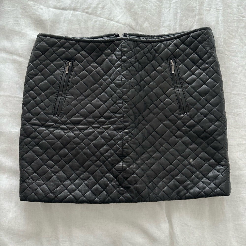 Maje black leather skirt